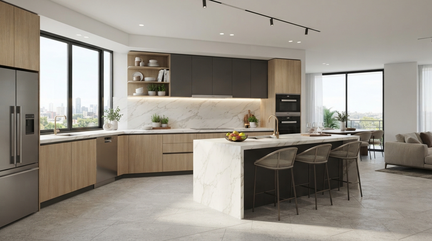 Apartment kitchen & living