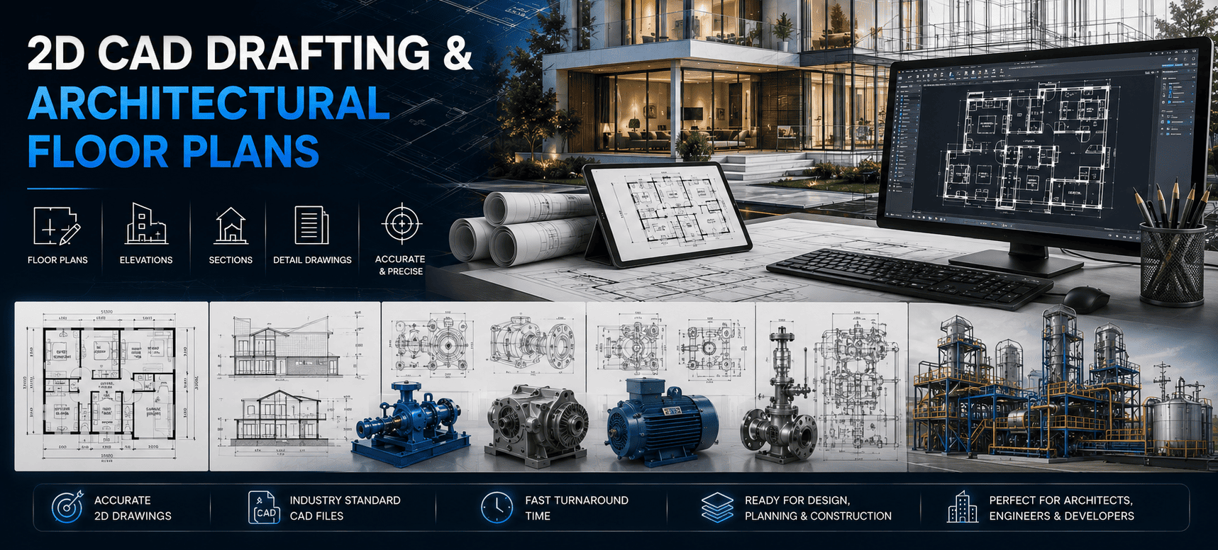 2D CAD DRAFTING & ARCHITECTURAL FLOOR PLANS