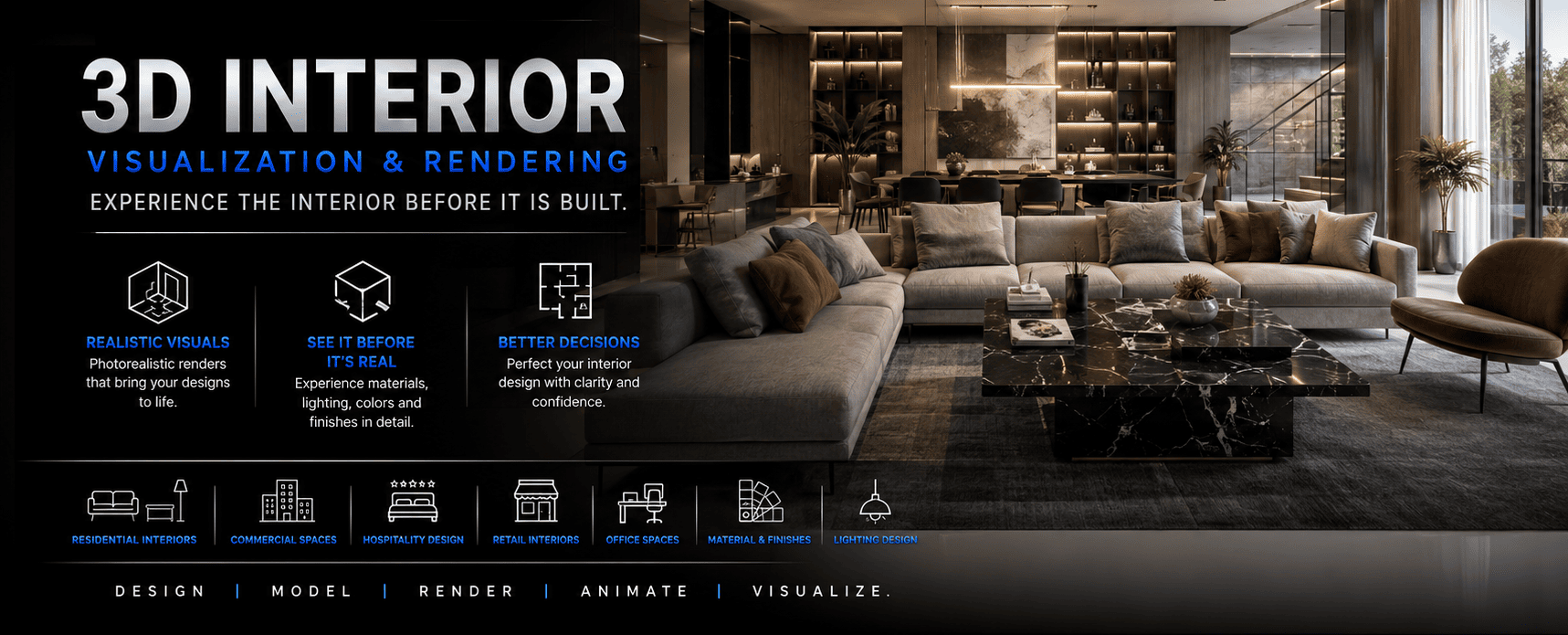 3D INTERIOR VISUALIZATION & RENDERING